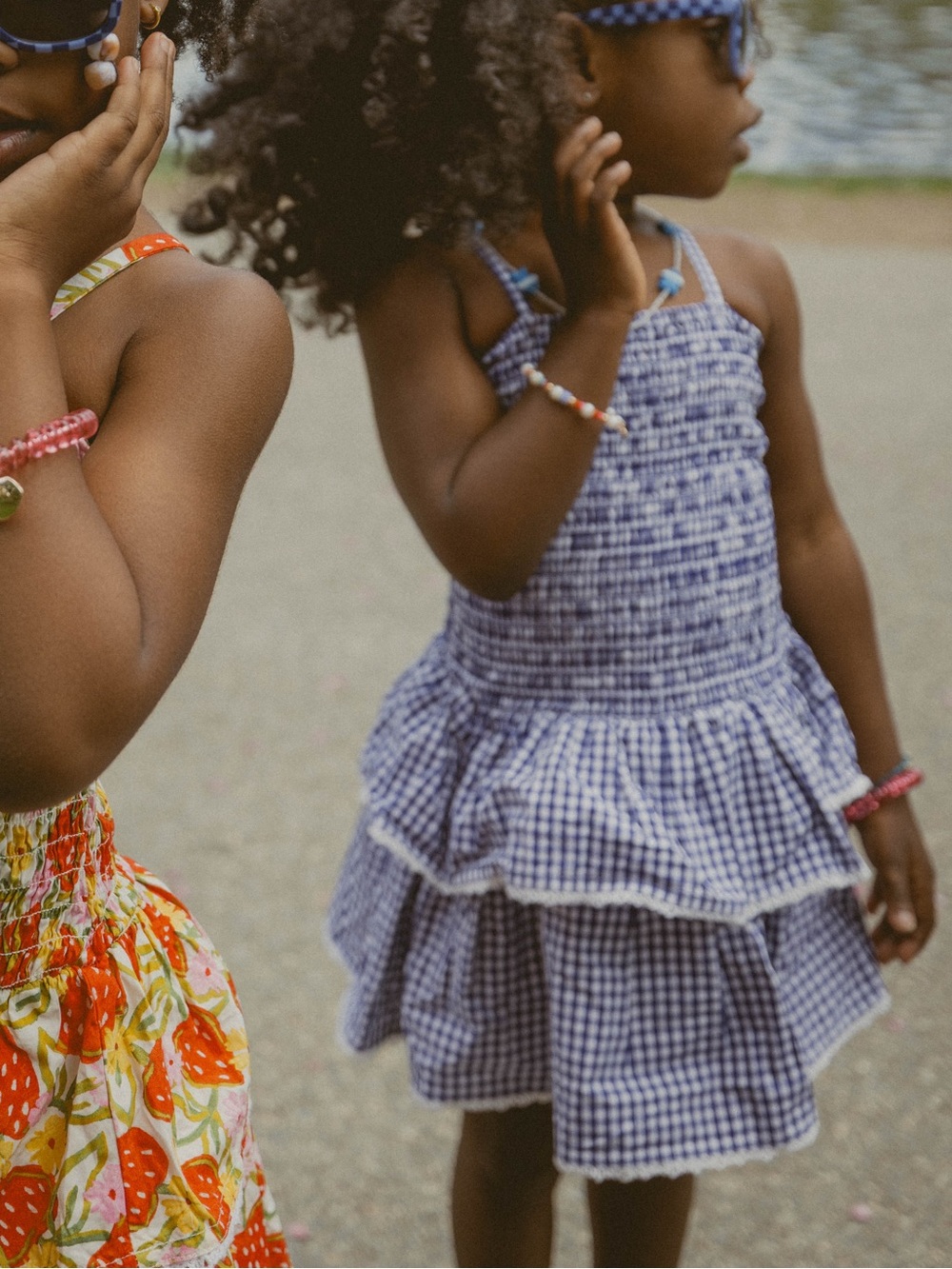 Crewcuts Navy and White Gingham Ruffle Sundress